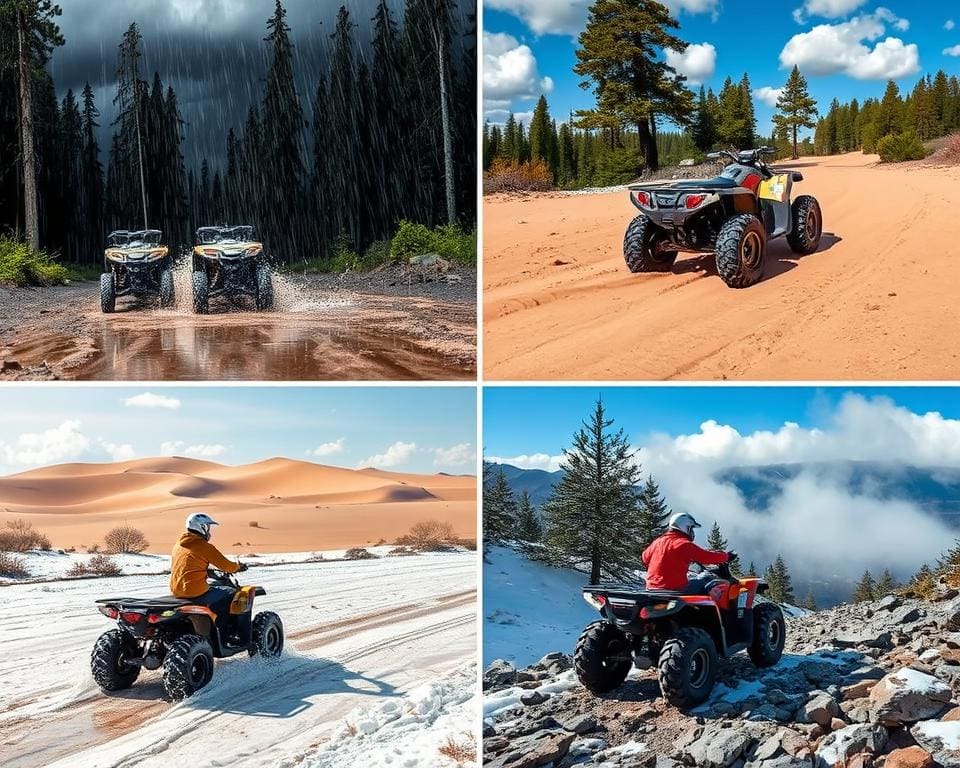 quad rijden in diverse weersomstandigheden