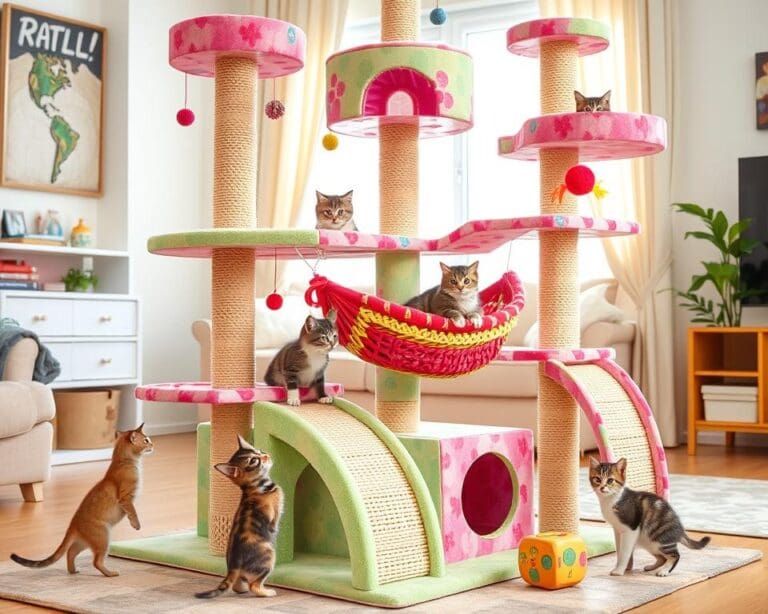 Kattenkrabpalen met speelopties voor actieve katten