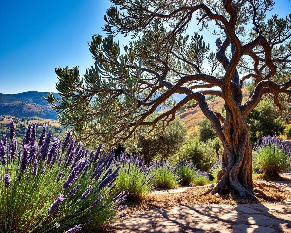 Kun je een olijfboom combineren met lavendel?